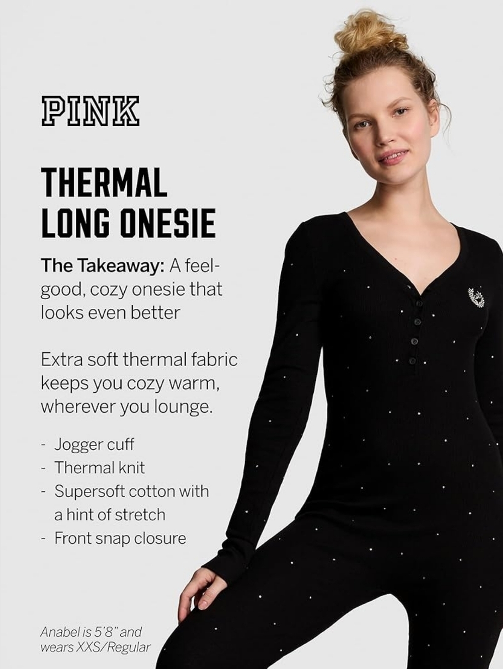 Victoria's Secret Pink Bling One-Piece Thermal Pajama - Picture 3 of 3